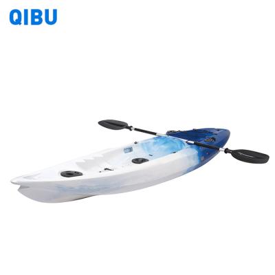 China QIBU Good Quality Plastic Canoe Single Sit On Kayak Customized Logo LLDPE 2.69m Top Kayak Sea Fishing Kayak for sale