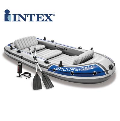 China INTEX68325 PVC fisherman thickened boat 5 people inflatable fishing boat kayak oak widened kayak airboat for sale