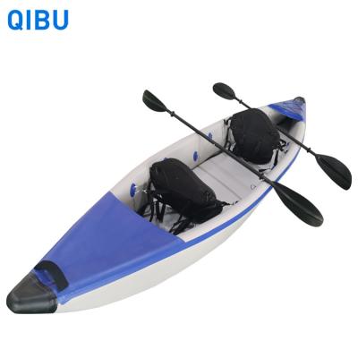 China Hot Selling Qibu Inflatable Kayak Tandem Rowing Boat 2 Person Inflatable Drop Point Fishing Kayak Tandem Rowing Boat 2 Years 1-2 for sale