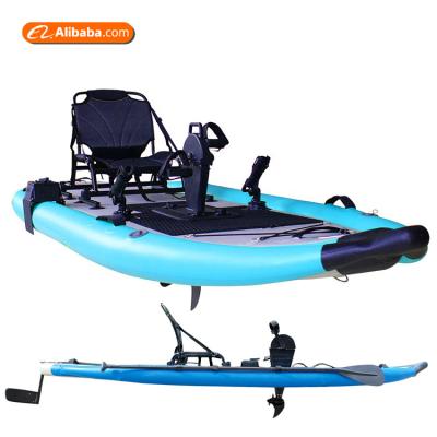 China Fishing Kayak with Single Foot Pedal PHT-02 High Quality Inflatable Boat Kayak 1 Person Sit on Top Fishing Kayak with Fishing Rod for sale