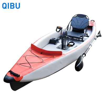 China PVC & Cheap Drop Point QIBU PHT-06 Foot Pedal 420cm Driving Fishing Drop Point Air Canoe Inflatable Rowing Boat Kayak For Sale for sale