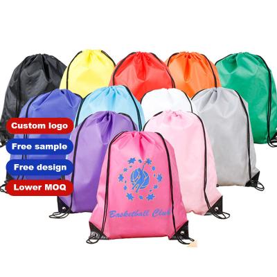 China Waterproof Drawstring Backpacks Customized 210D Polyester Drawstring Sports Bags Gym Strap Shopping Bags For Women Men Kids Unisex for sale