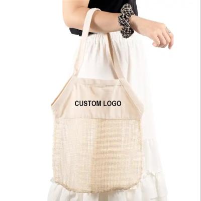 China Reusable Reusable Mesh Bag Fruit Vegetable Grocery Grocery Shopping Bags Custom Logo Cotton Net Tote Mesh For Supermarket for sale