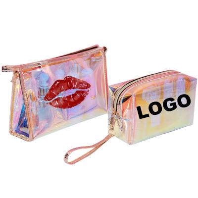 China Fasion Pink Holographic Makeup Cosmetic Bag Customized Travel Toiletry Make Up Bag Waterproof Portable Beauty Makeup Travel Bags for sale