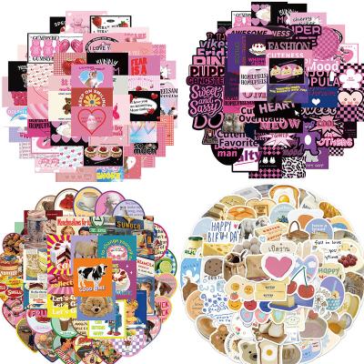 China 50Pcs Decorative Sticker Graffiti Decorative Stickers Waterproof PVC Pink Cute Stickers Girls Decoration Custom Stickers For Notebook Water Cup for sale