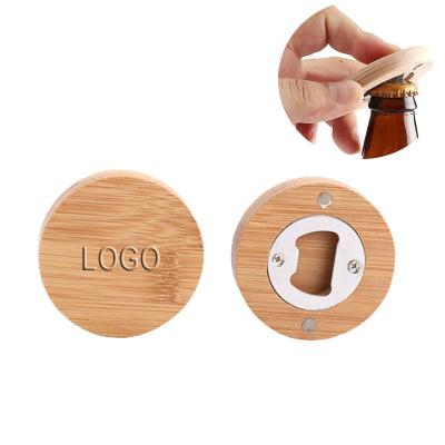 China Wedding Magnetic Wooden Custom Logo Personalized Wedding Beer Bottle Opener Promotion Gift Fridge Decoration Fridge Bottle Openers for sale