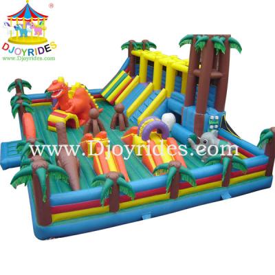 China 0.55mm PVC tarpaulin HOT sale big inflatable bounce house jungle with slide kids bouncy castles for sale for sale