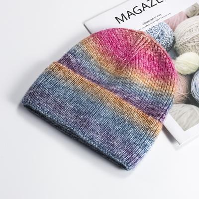 China New Brand Custom Acrylic JOINT Fashion 100% Knitted Unisex Outdoor Warm Dye Tie-Dye Winter Hats Beanie Cap for sale