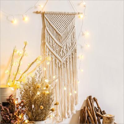 China Traditional Woven Chic Geometric Boho Wall Art Home Decoration Macrame Wall Hanging for sale