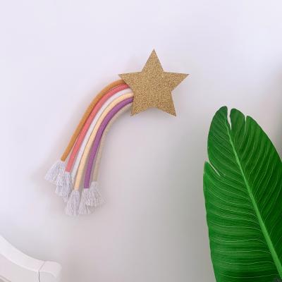 China Contemporary Wholesale Handmade Nordic Home Decoration Nursery Baby Room Macrame Rainbow Rocker Ring Star for sale