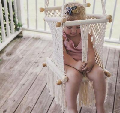 China 2021 China Bravo Modern Boho Cotton Indoor Outdoor Handmade Macrame Woven Baby Chair Hanging Hammock for sale