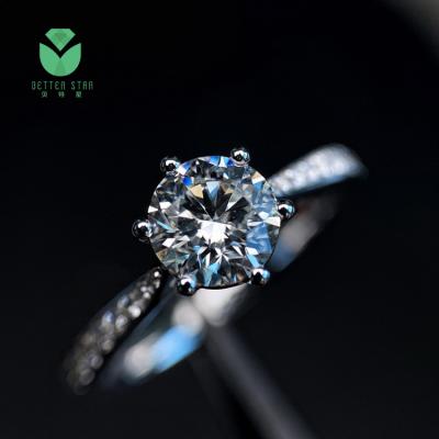 China Romantic 1 CT hpht CVD True Lab Created Diamond White Gold Ring Engagement Jewelry For Women for sale