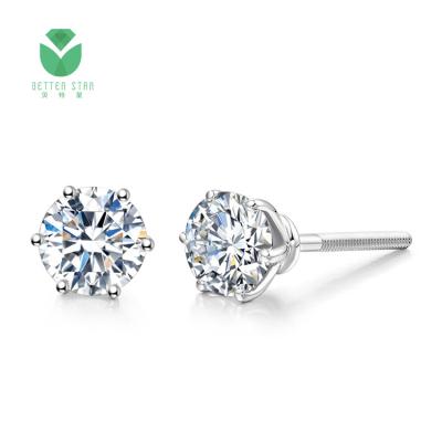 China Environmental friendly 18k white gold hpht CVD lab developed diamond earrings stud wholesale price per carat for sale