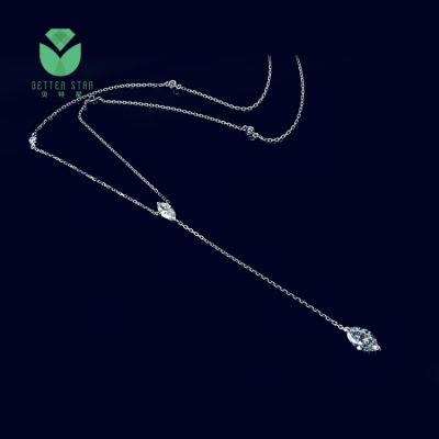 China Romatic Improve Star Customization 18k White Gold Color Marquise Cut HPHT Lab Developed White CVD Diamond Necklace Manufacture for sale