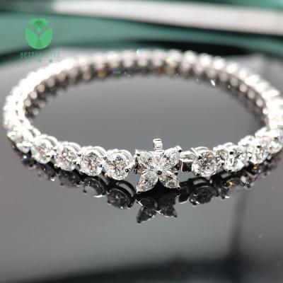 China Environmental Friendly Upgrade Star Jewelry 18k White Gold Round Shape And Marquise Shape HPHT Diamond Tennis Bracelet Lab Developed Buyer for sale