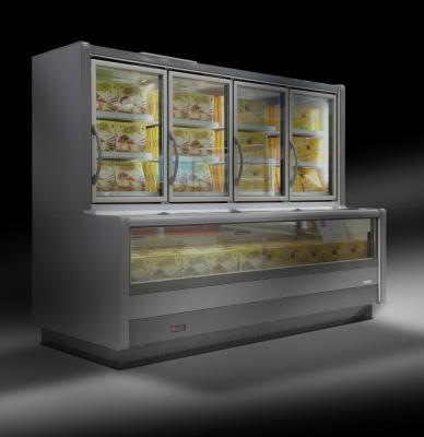 China Single-temperature fridge for supermarket vertical door combination remote freezer glass display showcase for ice cream for sale