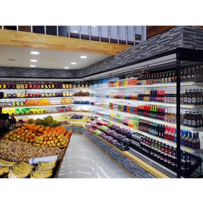 China Single-Temperature Multideck Multideck Fridge Cabinet Display Showcase Remote Open Fridge For Supermarket Cooler For Dairy Fruit for sale