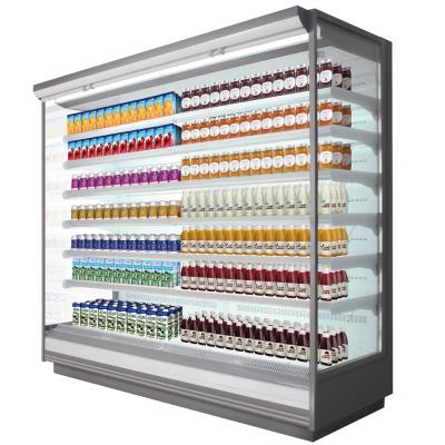 China Single-temperature Remote Narrow Meat Open Multideck Refrigerator 2.2m Height Refrigeration Equipment Refrigerator For Supermarket For Meat for sale