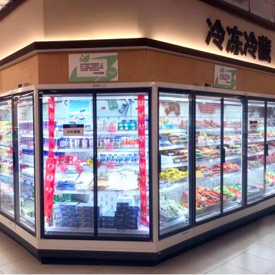 China Single-Temperature Remote Narrow Open Multideck Refrigerator with Glass Door Refrigeration Equipment Refrigerator for Meat for Supermarket for sale