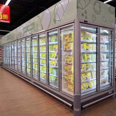 China Single-temperature Door Freezer 2.2m Height Refrigeration Equipment Remote Narrow Glass Fridge For Supermarket For Ice Cream for sale