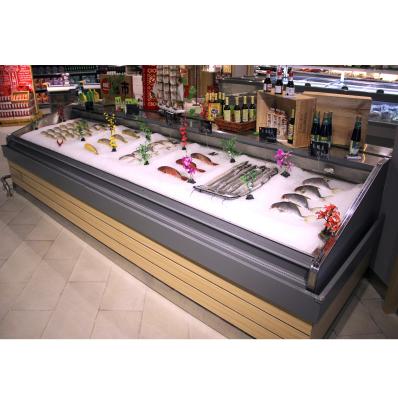 China Single-temperature Ice Deck Remote Fridge For Supermarket Meat Display Fridge Self Service Counter Remote Fridge For Fish for sale