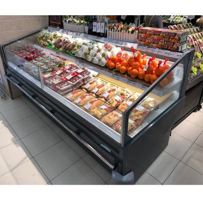 China Single-temperature Self Remote Upright Glass Serving Counter with Shelf Refrigeration Equipment Refrigerator for Supermarket for Meat for sale