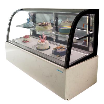 China Single-temperature refrigerator for cakes with curved glass display showcase for bakery fridge for supermarket for sale