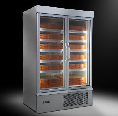 China Single-temperature plug in glass dooor 2 freezer supermarket vertical glass door freezer self contain display showcase for ice cream for sale