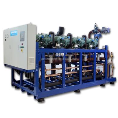 China Indoor Single-Temperature MT Screw Rack Screw Compressor Rack With Control Box And Liquid Receiver for sale