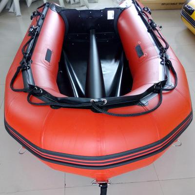 China Luxury Inflatable PVC Fabric Inflatable Boat 4.2m Electric Motor Boat Relaxing Boat for sale