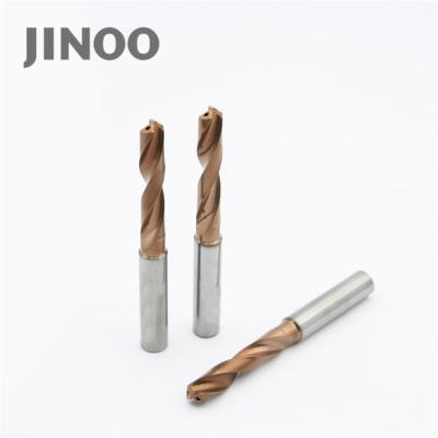 China CNC Process JINOO 3D Solid Carbide 2 Flutes Coolant Inner Twist Drill Bit for sale