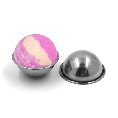 China Sustainable High Grade Stainless Steel Soap Mold Round Bath Bomb Molds With Lip for sale