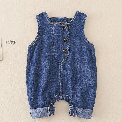 China Cozy Baby Clothes Bulk Buy Infant Clothes Cute Baby Sleeveless Denim Blank Romper From China for sale