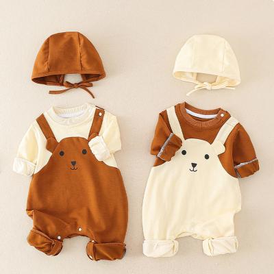 China Comfortable Baby Clothes Long Sleeving Unisex Newborn Baby Toddler Premium Clothes Solid Color Baby Girls Button Jumpsuit Plain Ribbed Baby Romper for sale