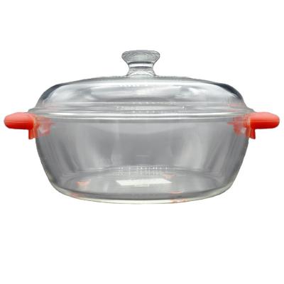 China Sustainable Hot Sale Pyrex Glass Cooking Pot With Commercial Handles for sale