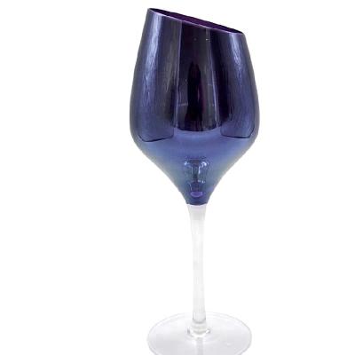 China No Unique Customized Classic Elegant Slanted Black Wine Glass for sale