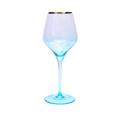 China Mordern Hot Sale Customized Handmade Crystal Gold Rim Goblet Wine Glass for sale