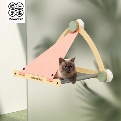 China MewooFun Cat Hammock Modern Easy Diy Breathable Pet Bed Cat Hammock Wood With Hanging Mat for sale