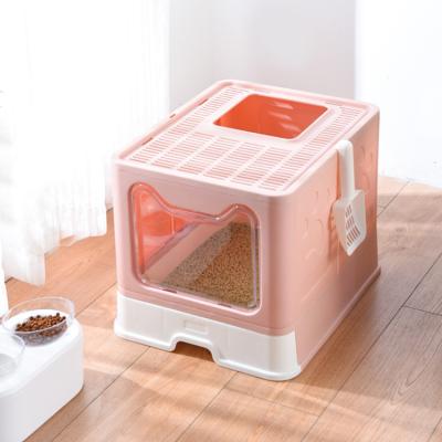 China MewooFun Luxury Collapsible Toilet Stocked Cat Litter Box Large Cat Litter Box Big Pet for sale