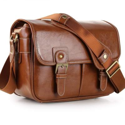 China Fashionable Custom Waterproof Vintage PU Leature DSLR Camera Bag Shoulder Messenger Bag Eco-friendly for sale