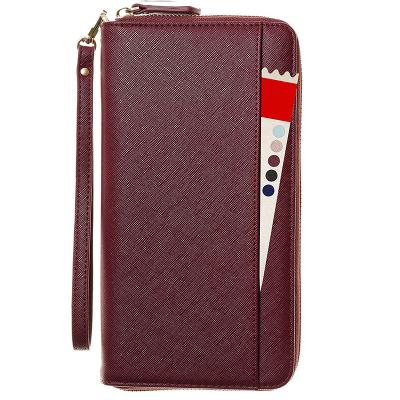 China Travel Wallet Credit Card Organizer Case Luxury Leather Foldable Foldable Passport Holder Slim Bag for sale