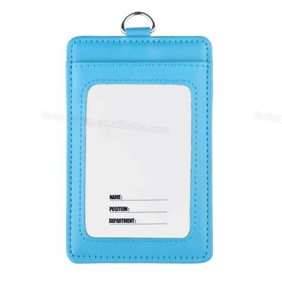 China China Wholesale Vertical 2-Sided PU Leather ID Badge Holder With Lanyard YW-02 for sale