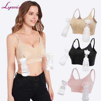 China Sports 3 Black Wireless Pumping Nursing Bra Anti-allergy Maternity Nursing Bra Package Nursing Bra With dantel for sale