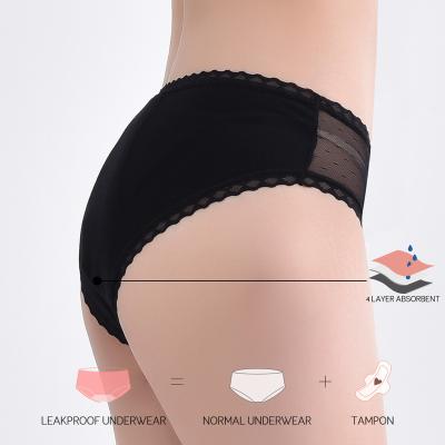 China Black Antibacterial Super Incontinence Underwear Panties Period Cloth Lynmiss Washable Menstrual Panties for sale