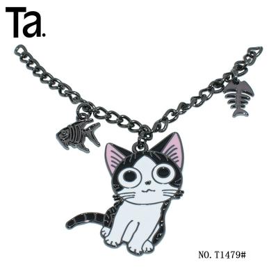 China New Design Key Chains Cute Zinc Alloy Cat Lady's Handbag Eco-Friendly Pendants for sale