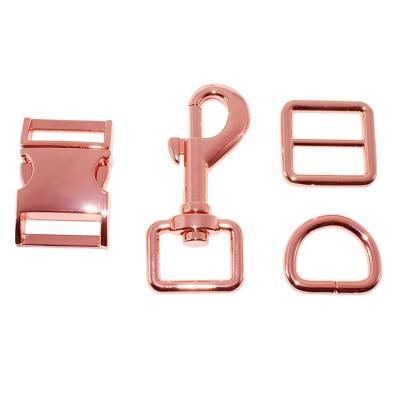 China TANAI Eco-Friendly Fashion Mounted Side Release Buckle Swivel Hook Adjuster D-Ring Pet Collar Hardware Gold for sale