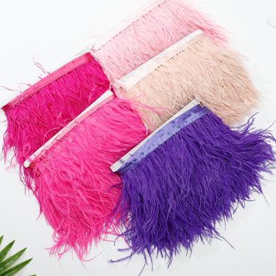 China Sew-on High Quality Dyed Ostrich Feather Trims 10-15cm for sale