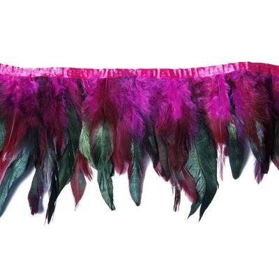 China Clothing Accessories Cock Tail Feather Trimming With Satin Ribbon Band for sale