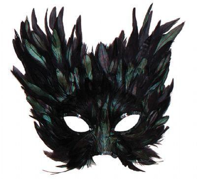 China Beautiful carnival design black feather masks for sale