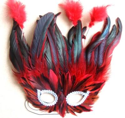 China Beautiful carnival design rooster feather masks for sale